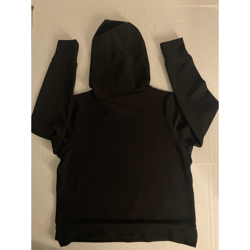 DKNY Tech Waffle Hoodie Black Long Sleeve Thermal Pullover Womens XS Casual - Picture 9 of 9